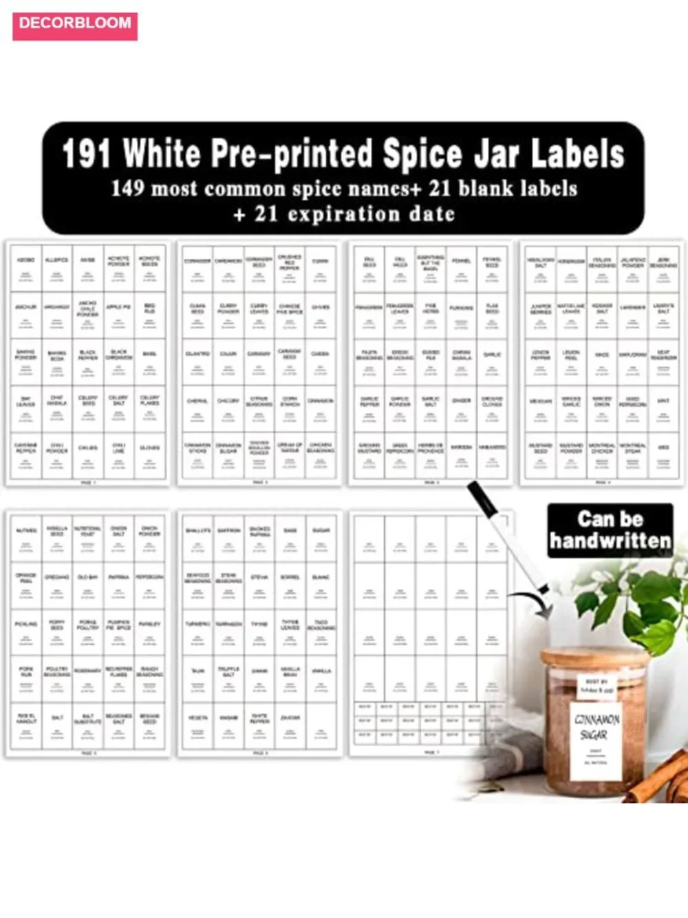 12 Pcs Glass Spice Jars with Bamboo Airtight Lids and Labels